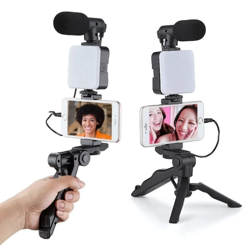 Tripod – Mbajtës Telefoni – Mikrofon – Dritë LED thumbnail 2