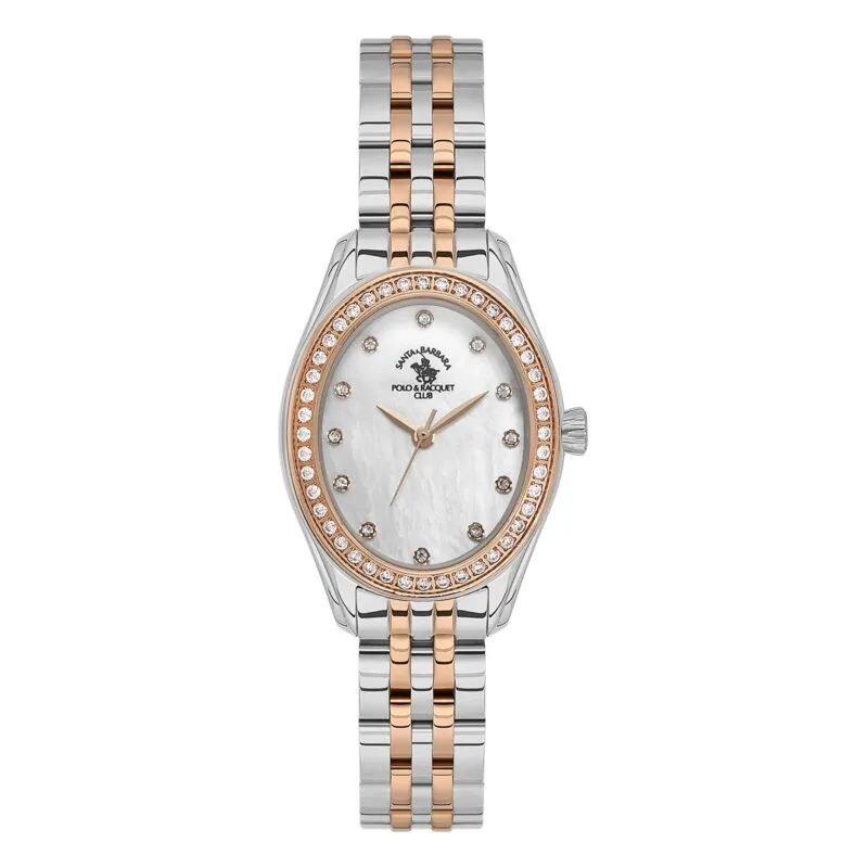 Santa Barbara Polo Luxury Women Rose Gold/Silver White Gemset Watch