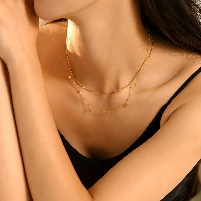 Gold Steel Necklace thumbnail 3