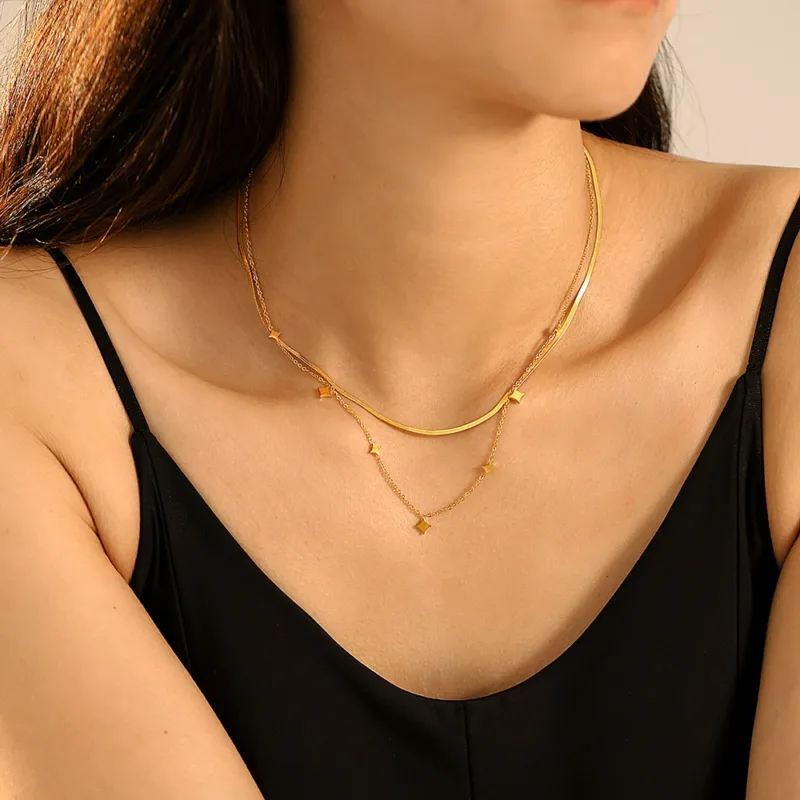 Gold Steel Necklace thumbnail 2