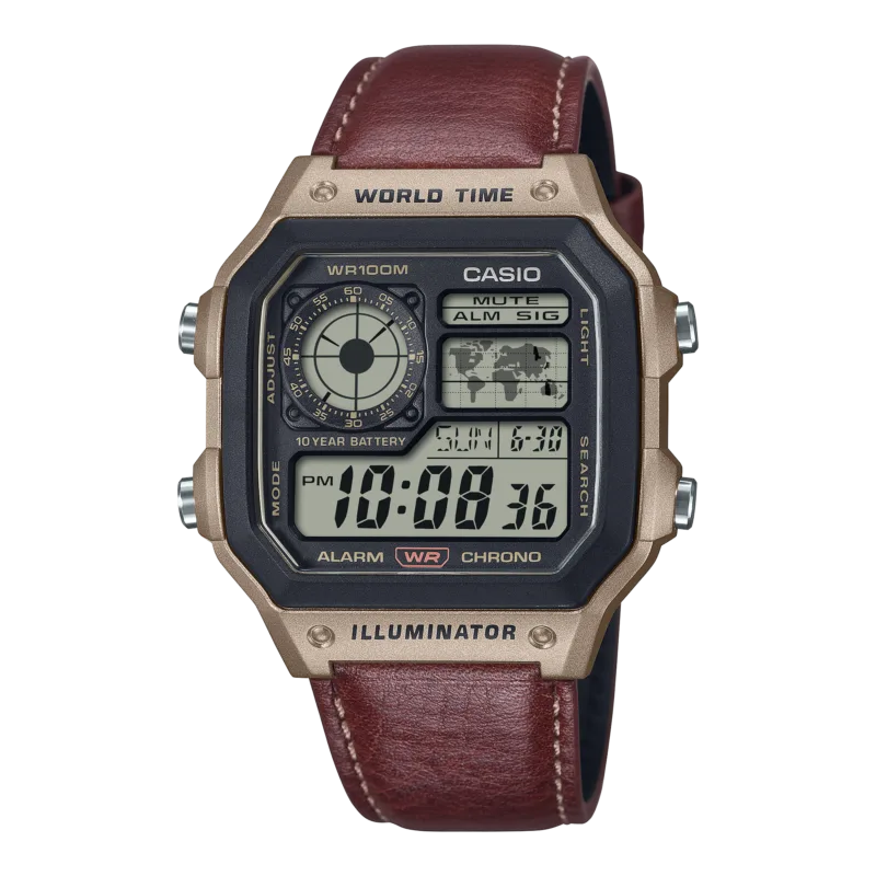 Casio Worldtime Brown Leather
