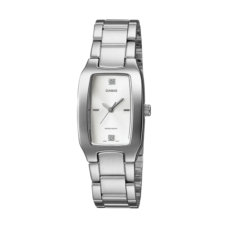 Casio Rectangular White Silver