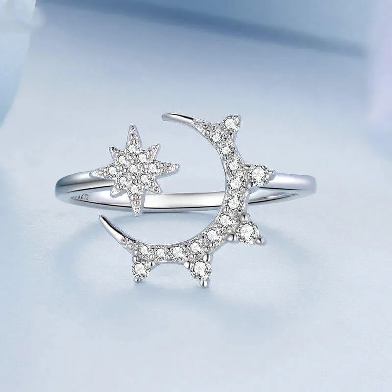 Unazë Argjendi Moon & Star thumbnail 3
