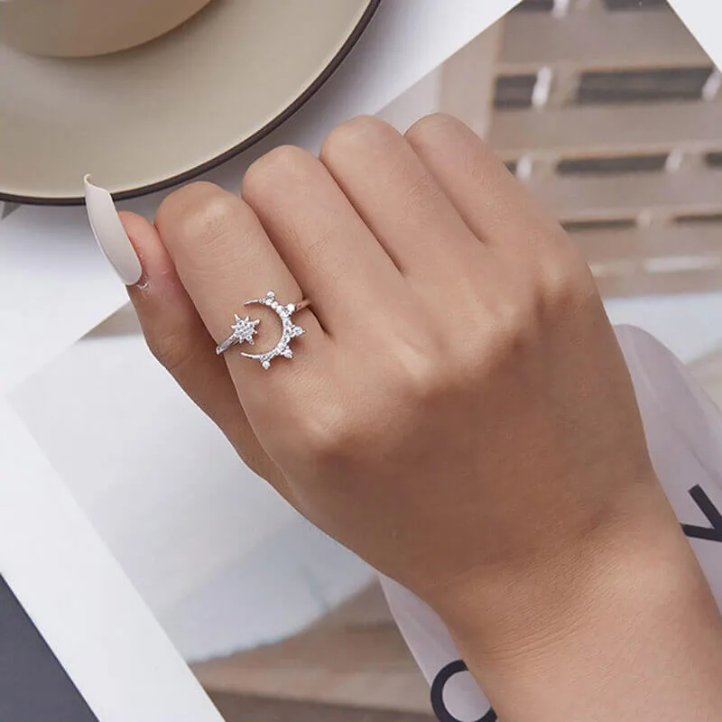 Unazë Argjendi Moon & Star thumbnail 4